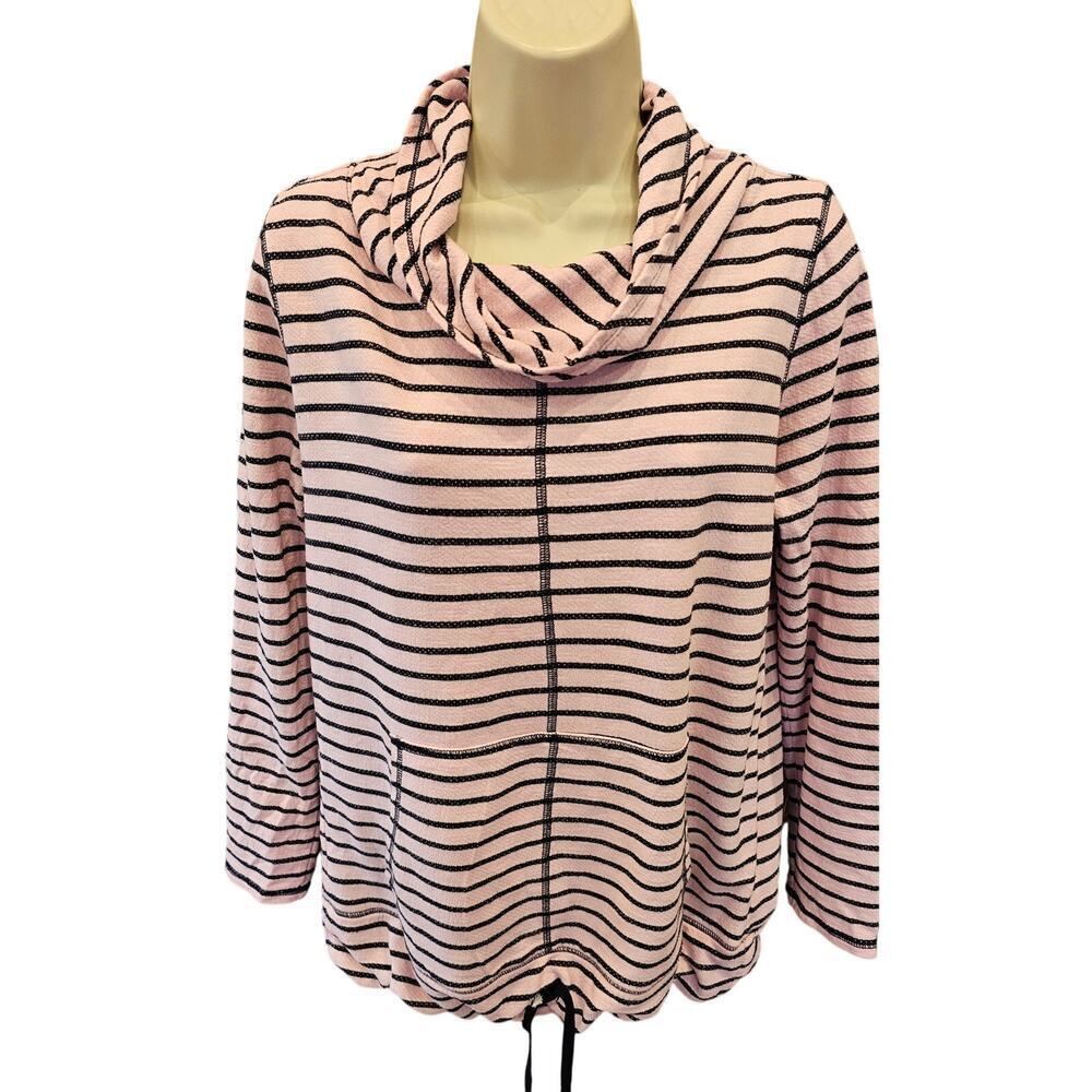 Talbots small terry cloth striped gathered bottom sweater tunic w/ pocket active